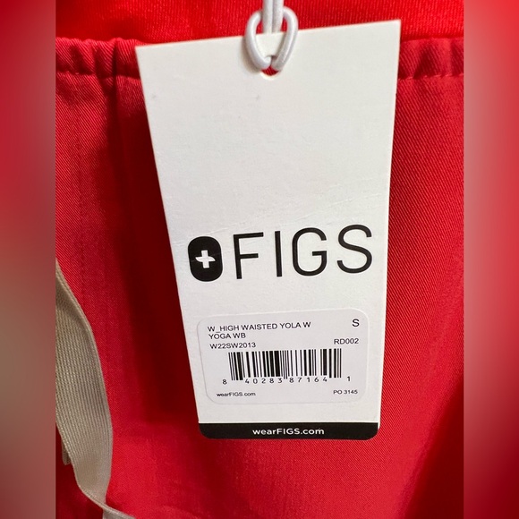 NWT FIGS Yola size S regular neon red scrub pants - Picture 2 of 3